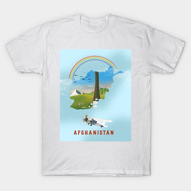 Afghanistan map travel poster T-Shirt by nickemporium1